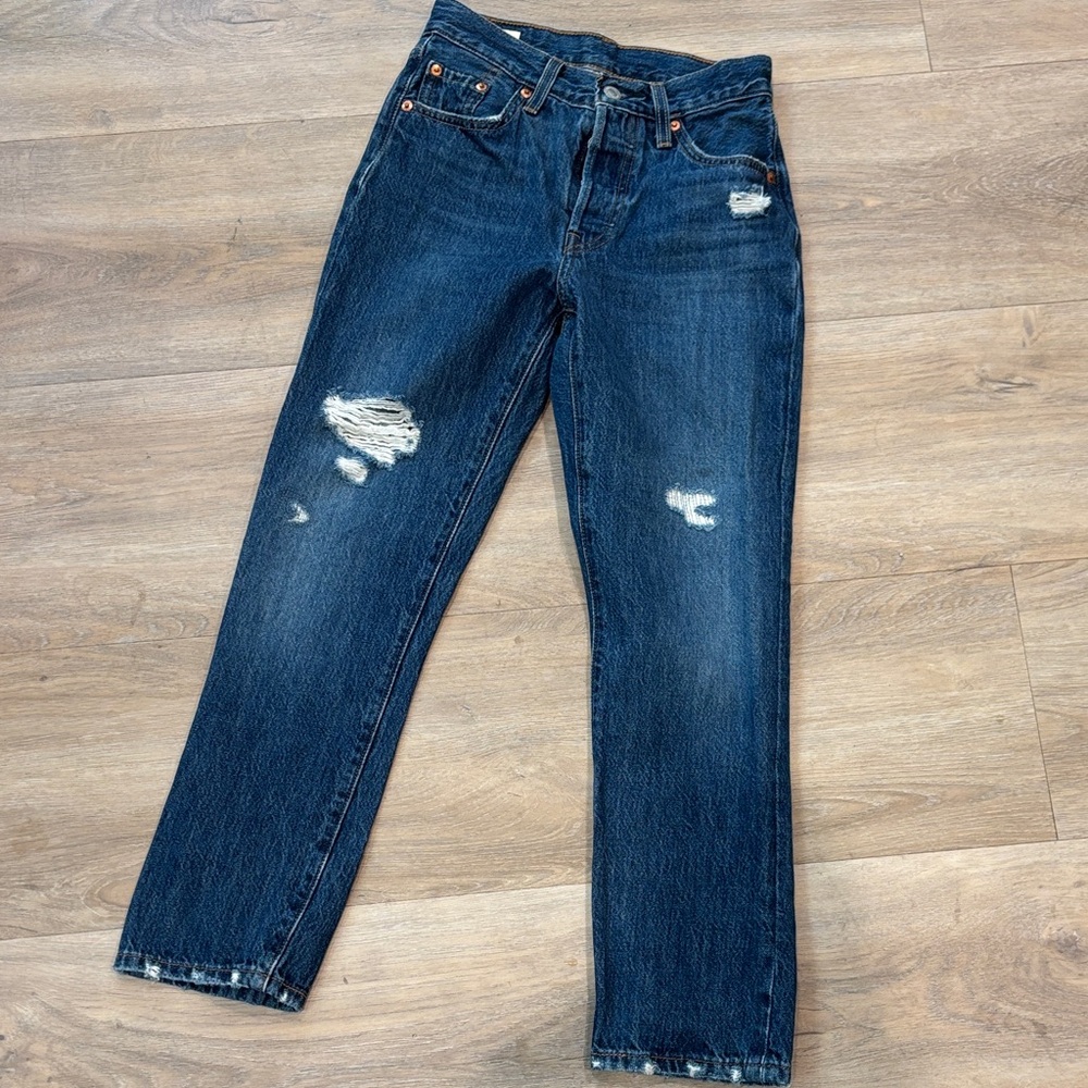 LEVIS 501 DARK/MEDIUM STRAIGHT LEG JEANS